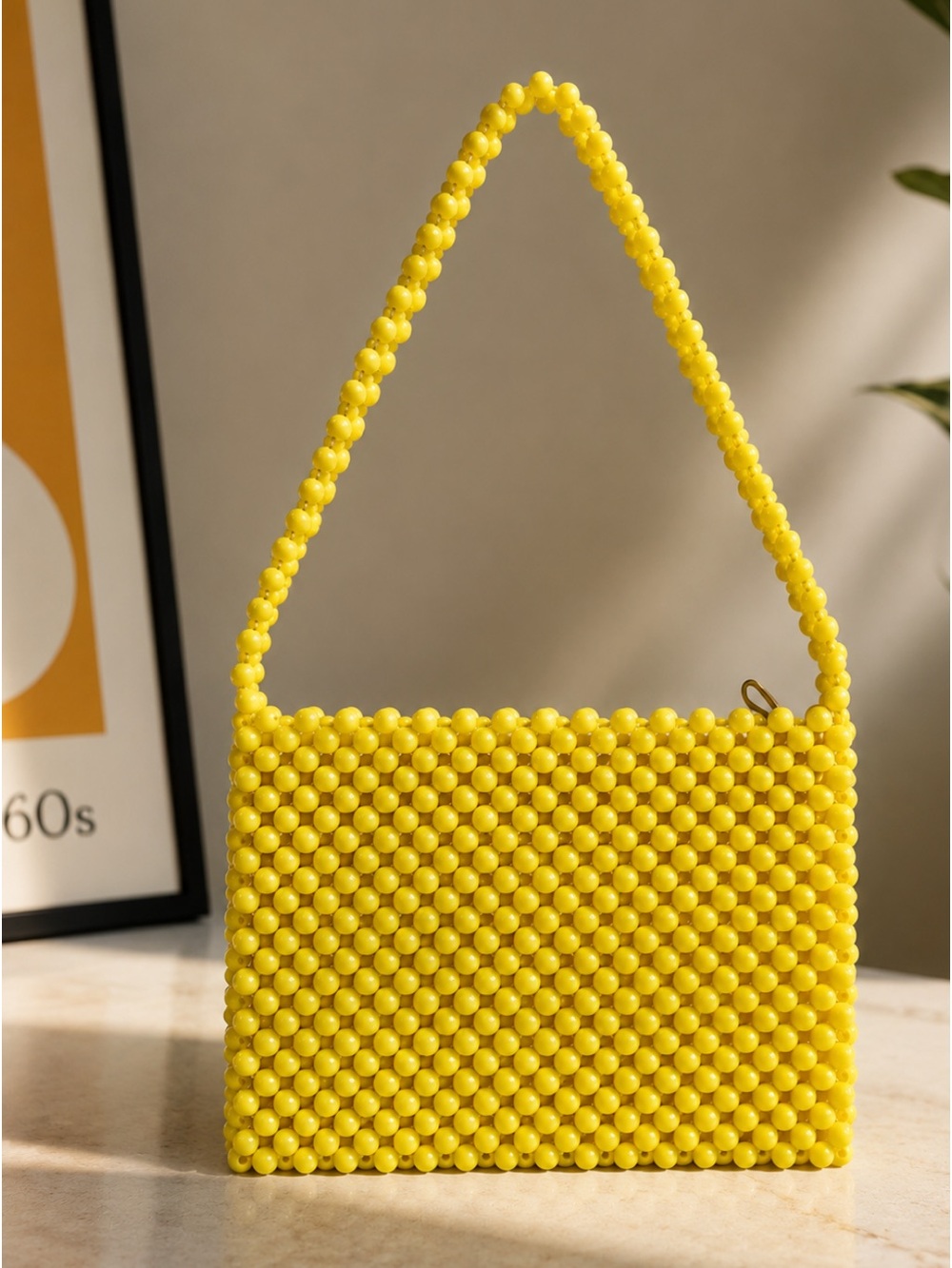 Vintage 60s Lady Ellen Yellow Beaded Handbag British Hong Kong Mod Purse